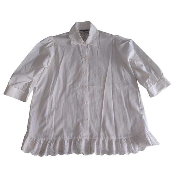 Charles Anastase 1979 Size M Floral Lace Trim Button Front Top - Picture 1 of 16